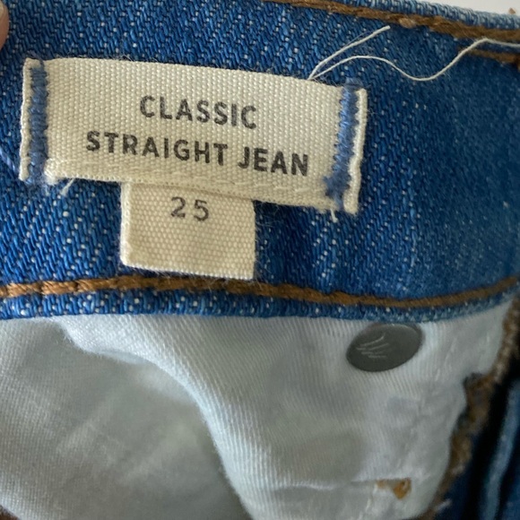 MADEWELL Classic Straight Jeans Women’s 25 High Rise Raw Hem Distressed Crop - Picture 8 of 13
